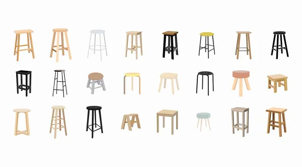 Vector Wooden Stools Set Vector 일러스트 세트의 Stools — 스톡 벡터