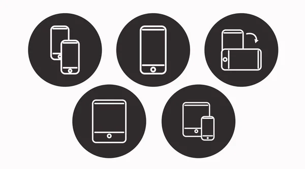 Set Icone Dispositivi Bianco Nero Illustrazione Isolata Vettoriale — Vettoriale Stock