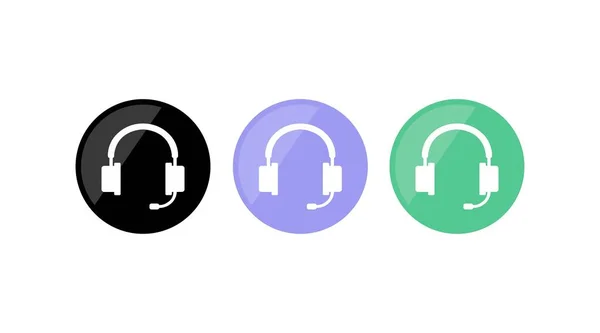 Kopfhörer Icon Set Vorhanden Vektor Isolierte Flache Ikone Mit Kopfhörer — Stockvektor
