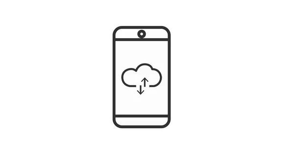 Icône Cloud Smartphone Illustration Modifiable Noir Blanc Isolée Vectorielle Appareil — Image vectorielle