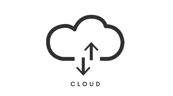 Icône Cloud Numérique Illustration Noir Blanc Modifiable Isolée Vectorielle Nuage — Image vectorielle
