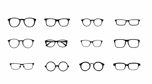 Marcos Gafas Blanco Negro Conjunto Aislado Vectorial Diferentes Marcos Gafas — Vector de stock