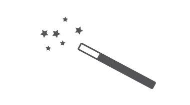 Sihirli değnek. Vektör düz siyah ve beyaz düzenlenebilir illüstrasyon