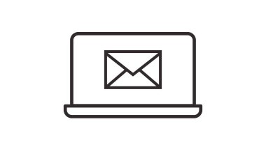 Laptop Posta Simgesi. Vektör izole edilebilir siyah beyaz illüstrasyon