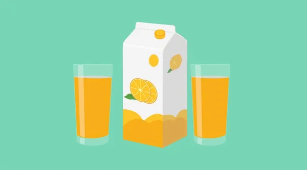 Juice Box Illustration Vektorisolierte Editierbare Illustration Einer Orangensaftbox Mit Zwei — Stockvektor