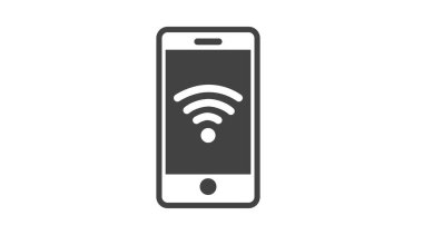 Wi-Fi ikonlu akıllı telefon. Vektör düzenlenebilir siyah ve beyaz illüstrasyon