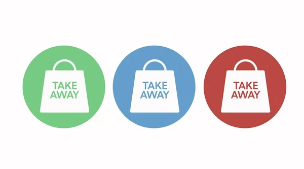 Take Away Bag Icon Set Векторный Изолированный Набор Разных Цветов — стоковый вектор