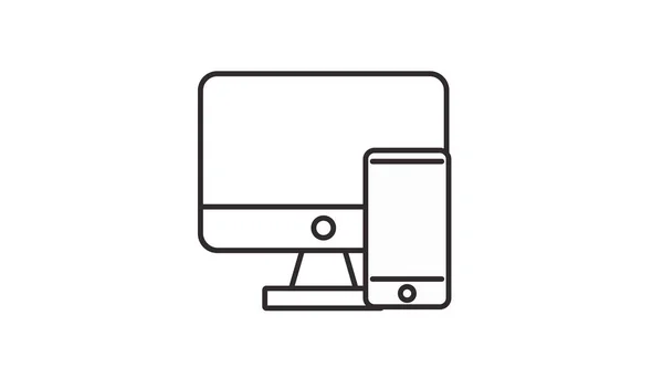Icono Ordenador Smartphone Vector Aislado Ilustrador Editable Blanco Negro — Archivo Imágenes Vectoriales