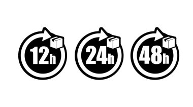 12, 24 ve 48 saat teslimat nakliye düz vektör simgesi