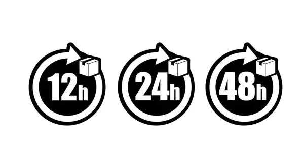 Ore Consegna Spedizione Spedizione Piatto Vettore Icona Set — Vettoriale Stock