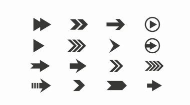Ok simgesi vektörü ayarlandı. Vektör izole illüstrasyonu