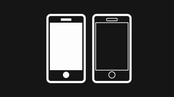 Smartphone Twee Verschillende Stijlen Vector Geïsoleerde Bewerkbare Set Illustraties — Stockvector