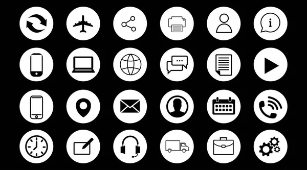 Contacte Icon Set Ilustração Preto Branco Dos Ícones Differente Contect — Vetor de Stock