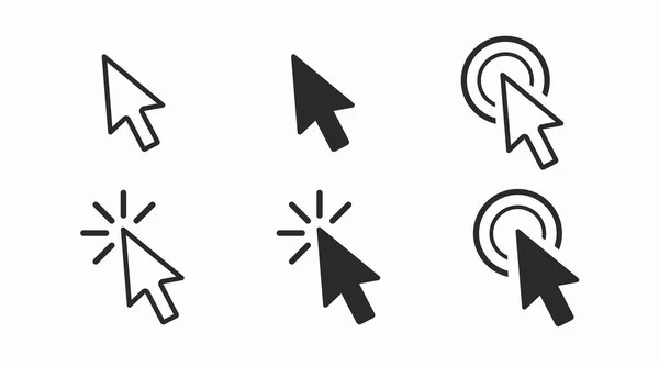 Pfeilzeiger Icon Set Vorhanden Vektor Isolierte Schwarz Weiß Illustration — Stockvektor