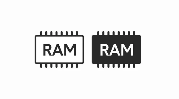 RAM Bellek simgesi ayarlandı. Siyah beyaz vektör çizim kümesi