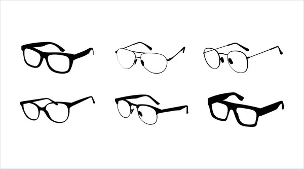 Marcos Gafas Blanco Negro Conjunto Aislado Vectorial Diferentes Marcos Gafas — Vector de stock