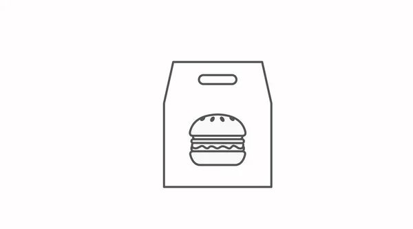 Vector Isolated Black White Burger Take Away Bag Icon Oder — Stockvektor