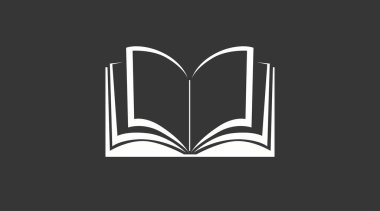 Bir kitabın izole edilmiş yansıması. Siyah ve Beyaz Kitap Simgesi