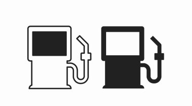 Gass İstasyonu Simgesi Ayarlandı. Vektör izole edilebilir düz illüstrasyon