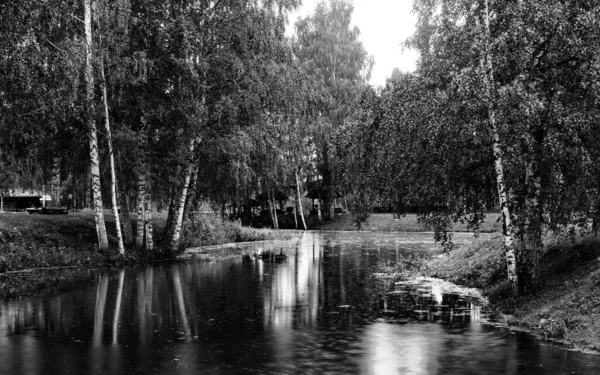 Landscape with a river in the city of Kostroma, Russia.