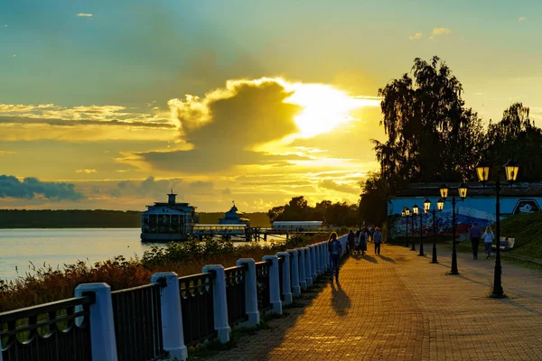 Landscape with a river in the city of Kostroma, Russia.