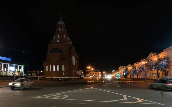 Εκκλησία Αρχιτεκτονική Της Πόλης Του Βλαντιμίρ Στη Ρωσία Την Νύχτα — Φωτογραφία Αρχείου