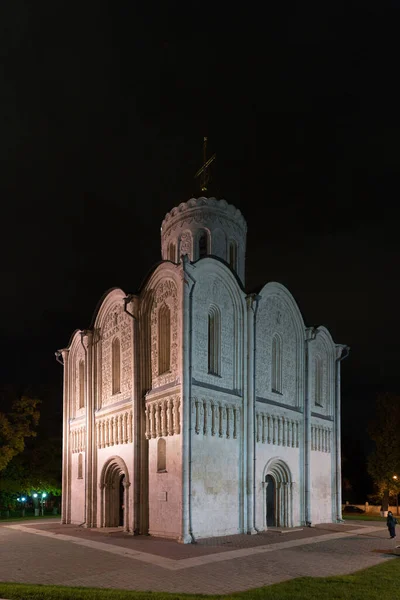 Architettura Chiesa Della Città Vladimir Russia Notte — Foto Stock