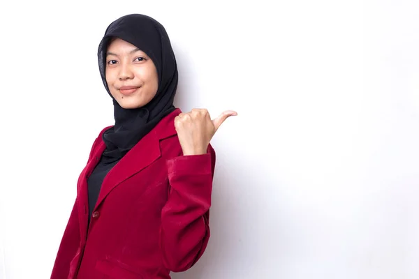 Young Asian Business Woman Fist Wearing Hijab White Background Smiling — Stock Photo, Image