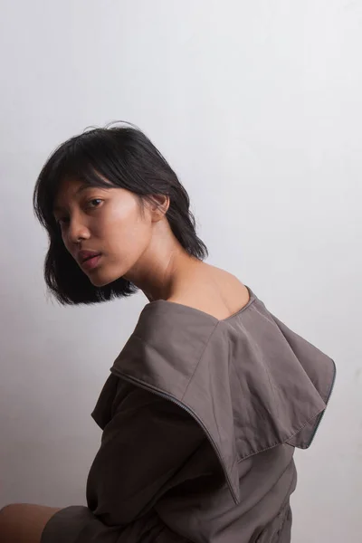Asian Woman Girl Beauty Portrait Studio Shot Isolated White Background — Stock Photo, Image