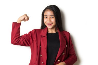 Muhteşem güçlü Asyalı genç iş kadını.