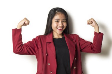 Muhteşem güçlü Asyalı genç iş kadını.