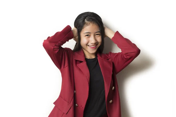 Young Asian Business Woman Covers Her Ears — Stock Photo, Image