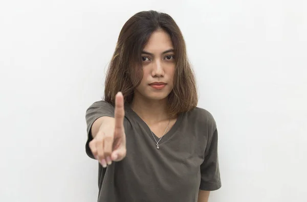 Asiatin Mit Stop Geste Mit Der Hand — Stockfoto