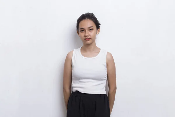 Beyaz Arka Planda Temiz Taze Ciltli Güzel Asyalı Bir Kadının — Stok fotoğraf