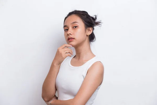 Porträt Einer Schönen Jungen Asiatischen Frau Mit Sauberer Und Frischer — Stockfoto