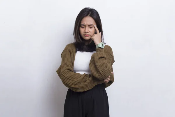 Young Beautiful Asian Woman Thinking Isolated White Background — Stock Photo, Image