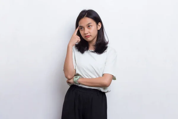 Young Beautiful Asian Woman Thinking Isolated White Background — Stock Photo, Image