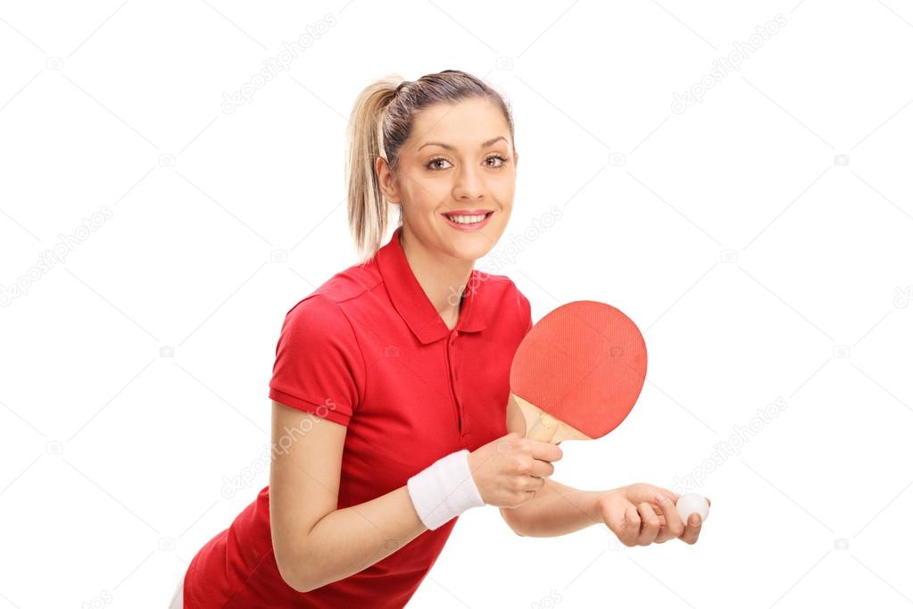 Young woman playing ping pong 