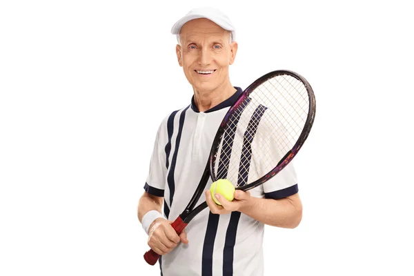 Amateur senior tennis player — Stock Photo, Image