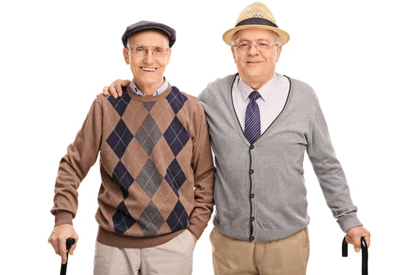 Two senior gentlemen posing together — Stock Photo, Image
