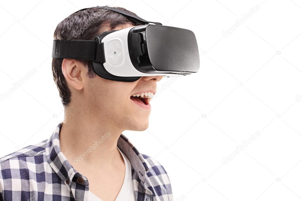 Young man using a VR headset