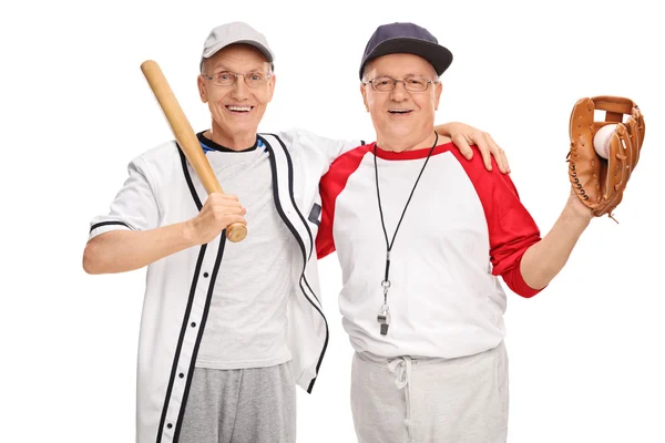 Zwei ältere Männer in Baseball-Sportbekleidung — Stockfoto