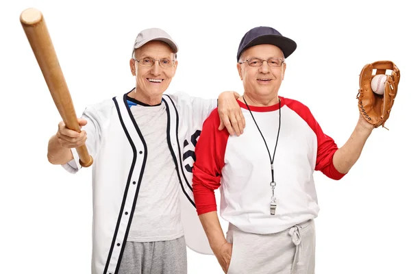 Two senior baseball players — Stock Photo, Image