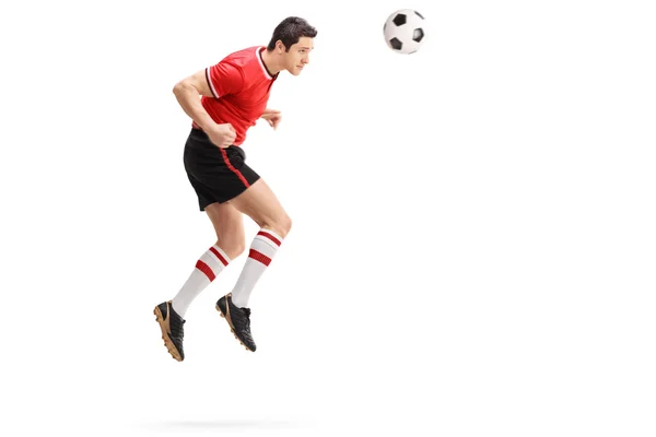 男子足球运动员头顶球 — 图库照片