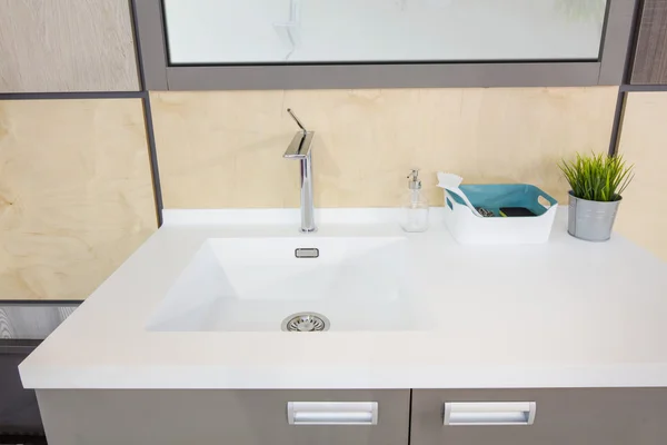 Brand new modern white sink — Stock Photo, Image