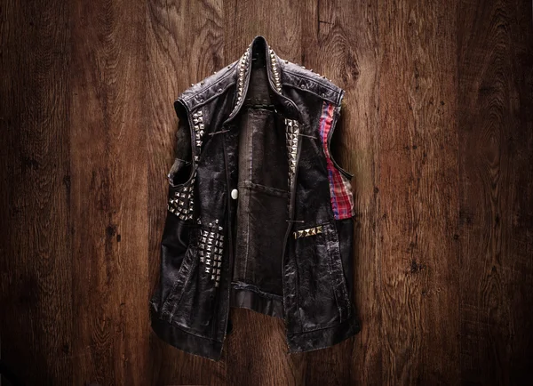 Old-school punk-rock leather jacket — Stock Photo, Image