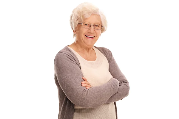 Joyful äldre dam — Stockfoto