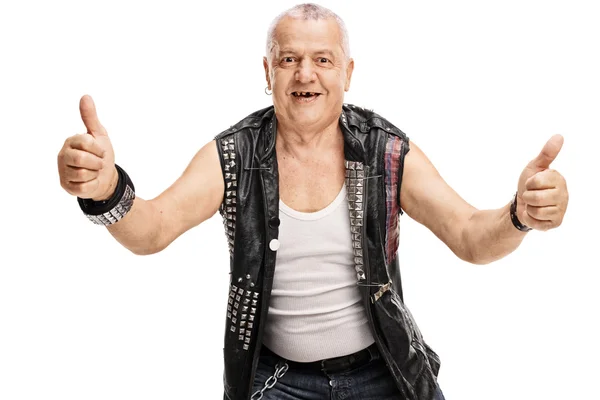 Mature punk giving thumbs up — Stock Photo, Image