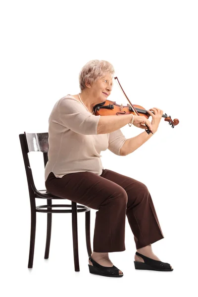 Dame âgée jouant du violon — Photo