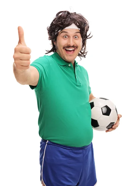 Retro jugador de fútbol dando un pulgar hacia arriba —  Fotos de Stock